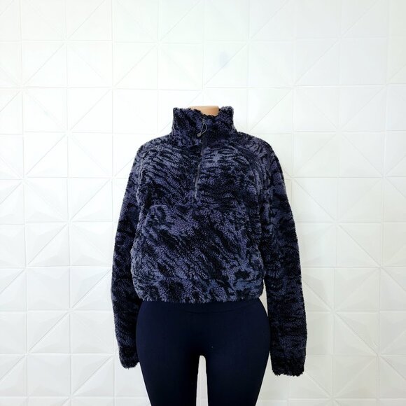Lululemon Women Black Scuba Oversized Fleece Funnel Neck Jacquard Pullover Sz M - Picture 2 of 9